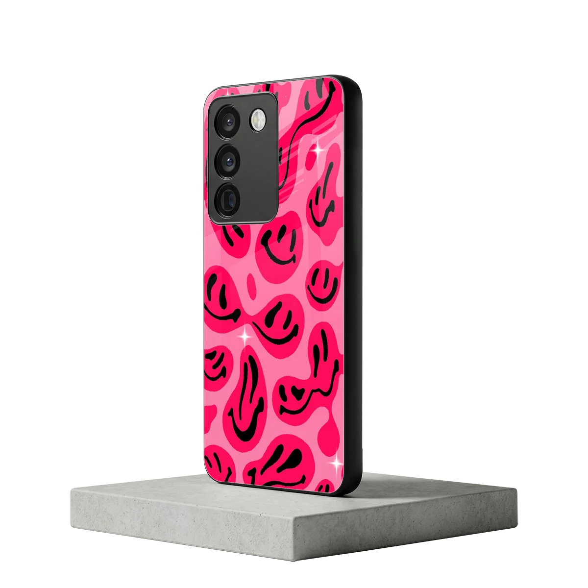 Acid Smiles Pink vivo y200 5g mobile cover | shockproof glass phone case