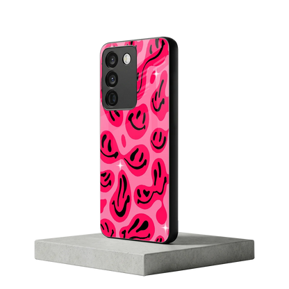 Acid Smiles Pink vivo y200 5g mobile cover | shockproof glass phone case