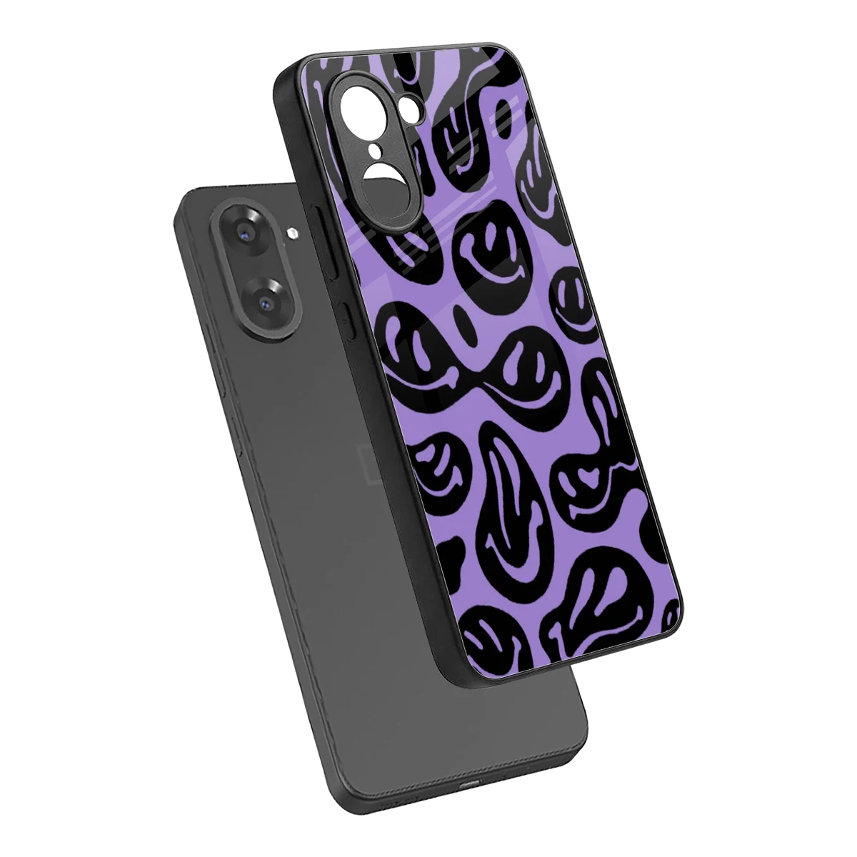 Acid Smiles Purple sleek oneplus nord ce5 5g cover with tempered glass back and TPU edges