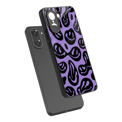 Acid Smiles Purple sleek oneplus nord ce5 5g cover with tempered glass back and TPU edges