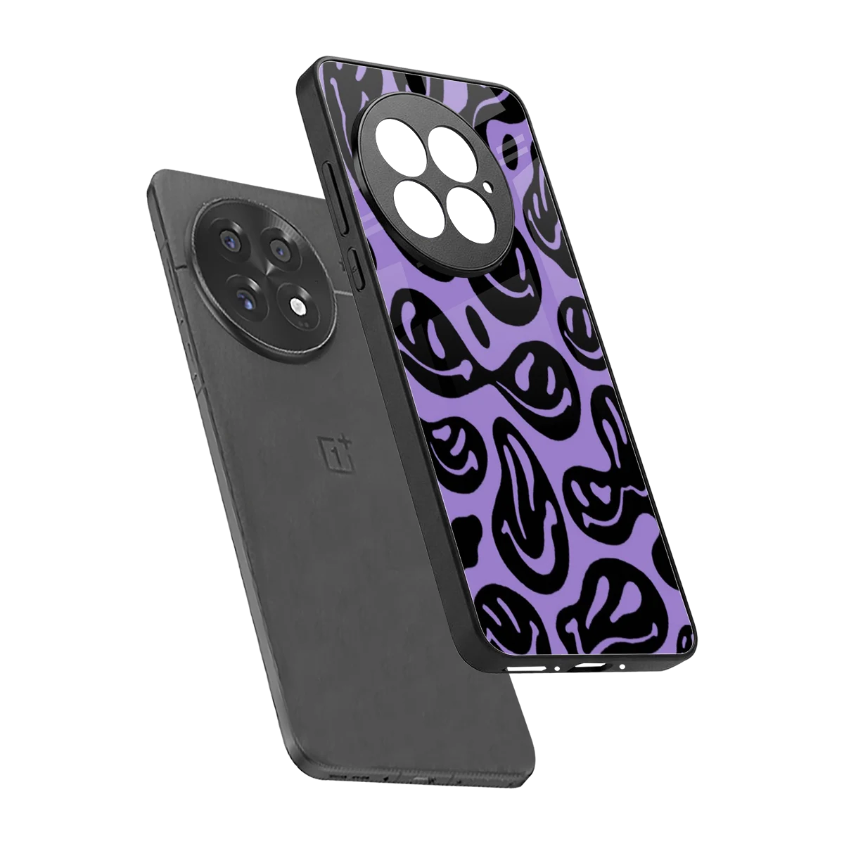 Acid Smiles Purple sleek oneplus 13 cover with tempered glass back and TPU edges