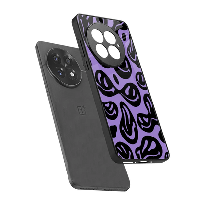 Acid Smiles Purple sleek oneplus 13 cover with tempered glass back and TPU edges