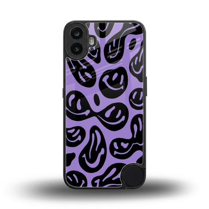 Acid Smiles Purple back phone cover | glass case for cmf nothing phone 1