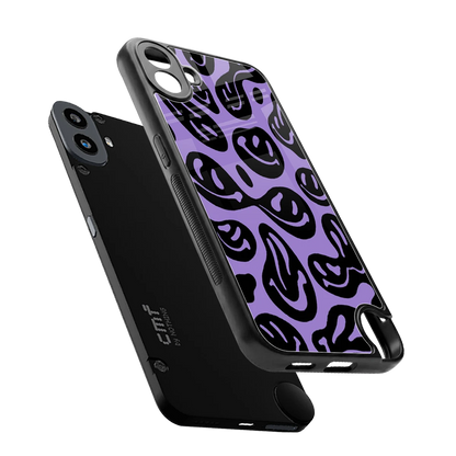 Acid Smiles Purple sleek cmf nothing phone 1 cover with tempered glass back and TPU edges