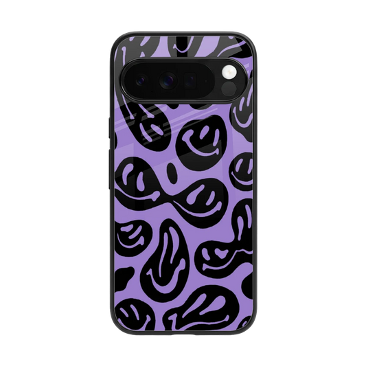 Acid Smiles Purple back phone cover | glass case for google pixel 10 pro xl