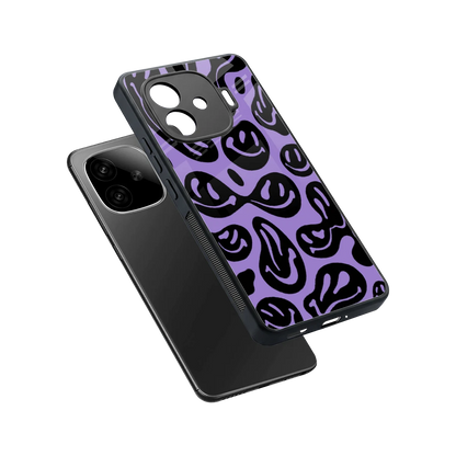 Acid Smiles Purple sleek iqoo neo 10r 5g cover with tempered glass back and TPU edges