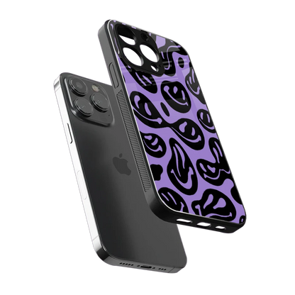 Acid Smiles Purple sleek iphone 14 pro max cover with tempered glass back and TPU edges