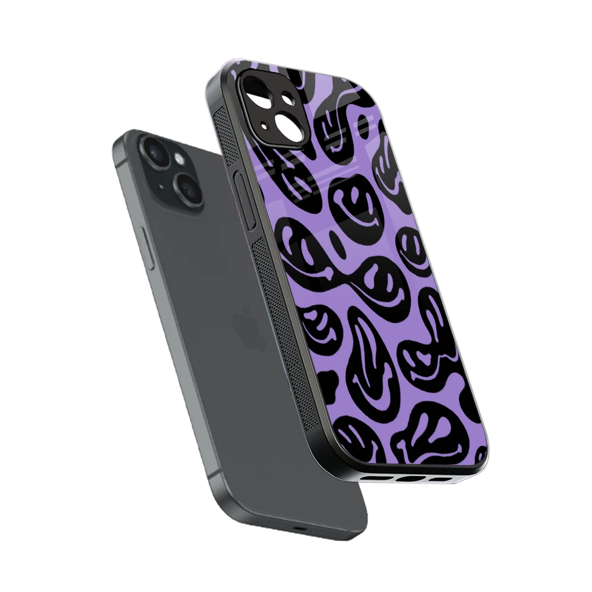 Acid Smiles Purple sleek iphone 14 plus cover with tempered glass back and TPU edges