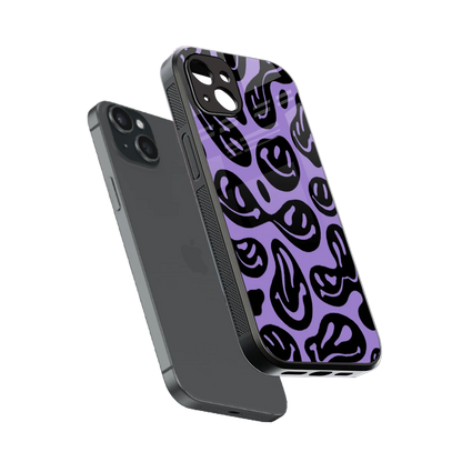 Acid Smiles Purple sleek iphone 14 plus cover with tempered glass back and TPU edges