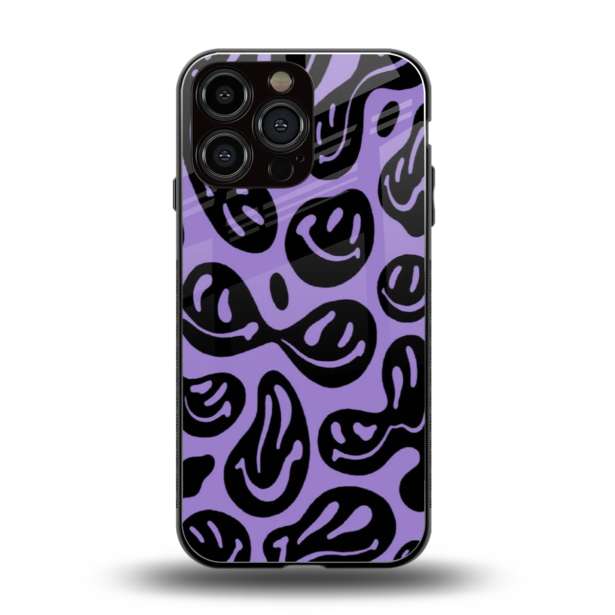 Acid Smiles Purple back phone cover | glass case for iphone 15 pro max