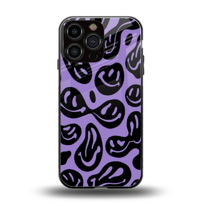 Acid Smiles Purple back phone cover | glass case for iphone 15 pro max