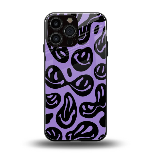 Acid Smiles Purple back phone cover | glass case for iphone 15 pro max