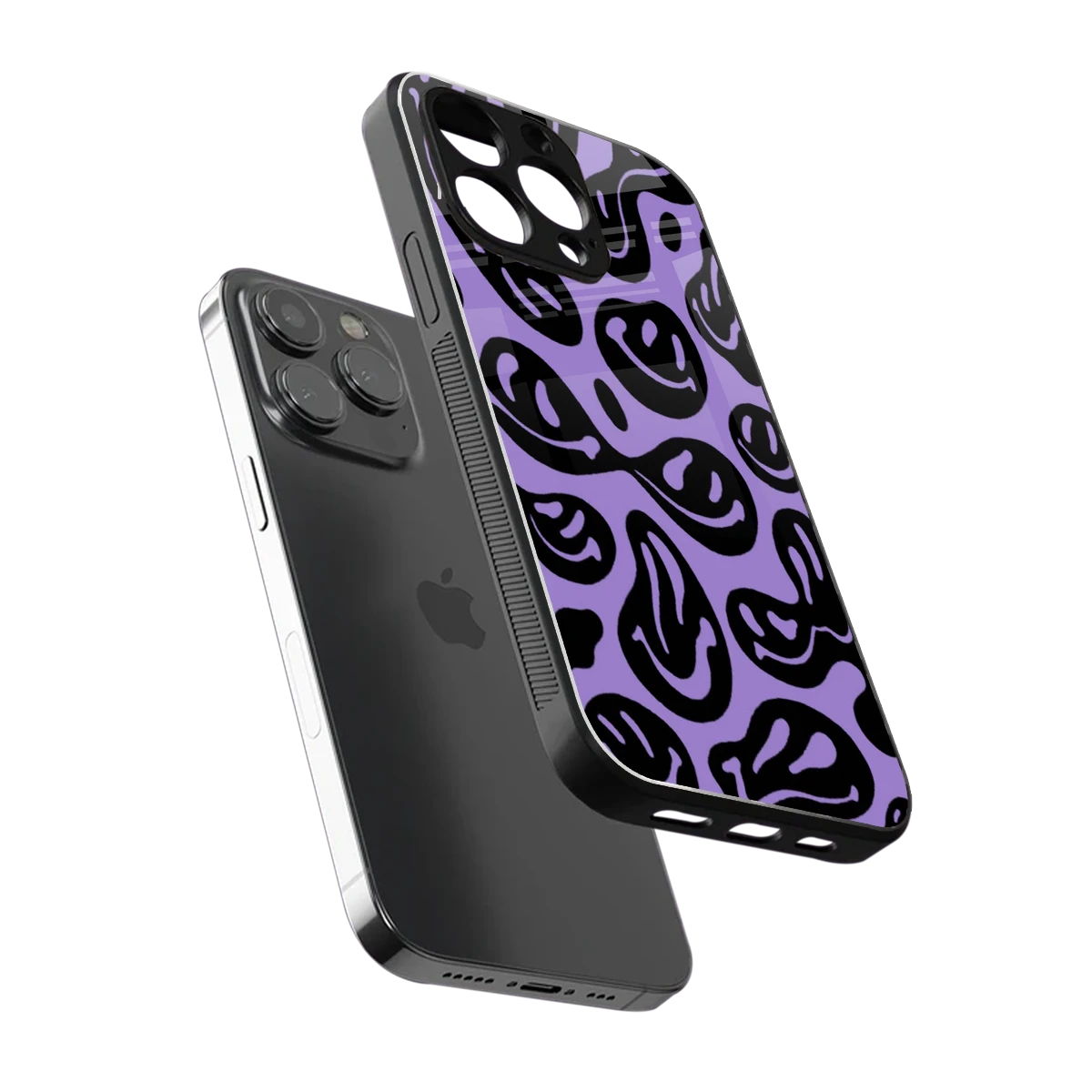 Acid Smiles Purple sleek iphone 15 pro max cover with tempered glass back and TPU edges
