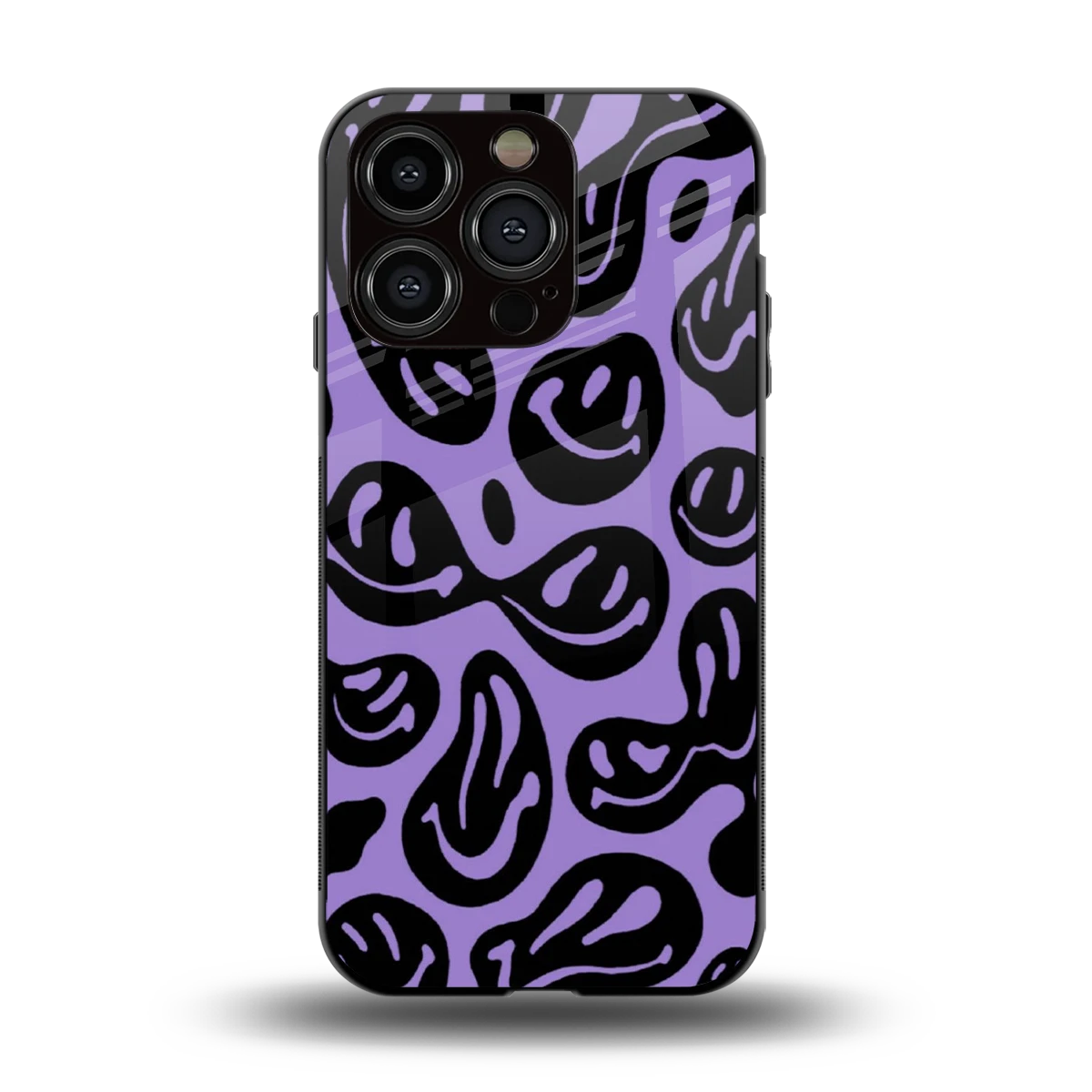 Acid Smiles Purple back phone cover | glass case for iphone 15 pro