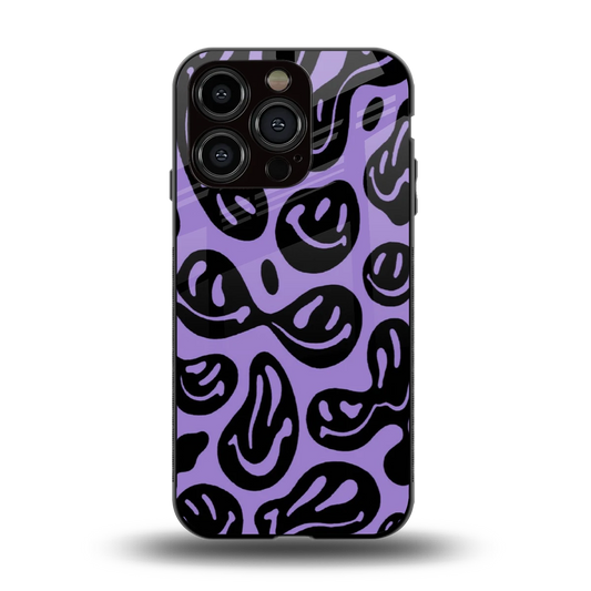 Acid Smiles Purple back phone cover | glass case for iphone 15 pro