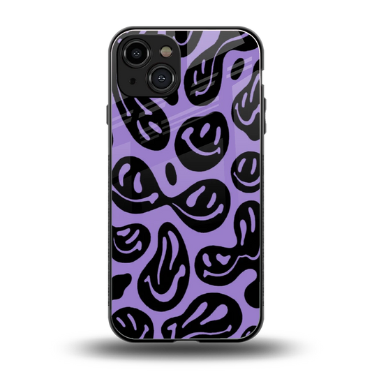 Acid Smiles Purple back phone cover | glass case for iphone 15