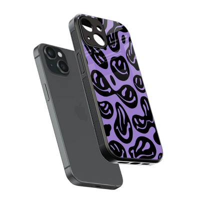 Acid Smiles Purple sleek iphone 15 cover with tempered glass back and TPU edges