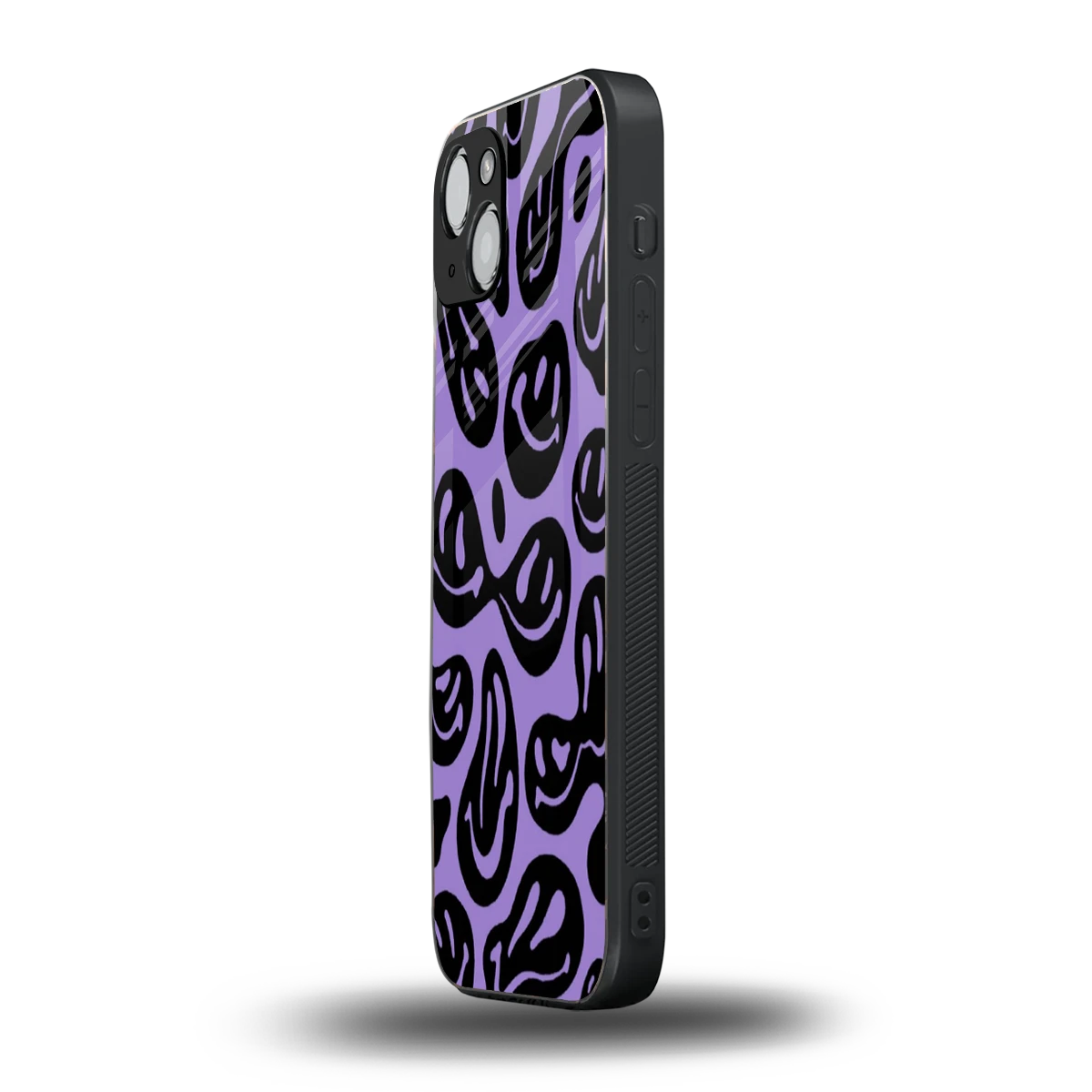 Acid Smiles Purple iphone 15 mobile cover | shockproof glass phone case