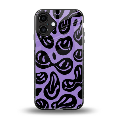 Acid Smiles Purple back phone cover | glass case for iphone 16 plus