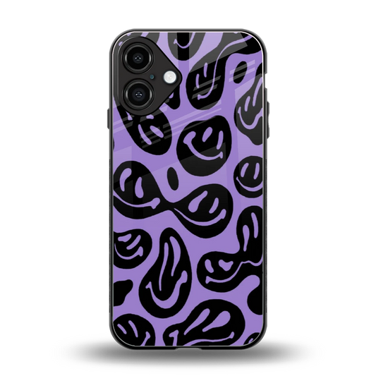 Acid Smiles Purple back phone cover | glass case for iphone 16 plus