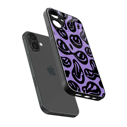 Acid Smiles Purple sleek iphone 16 plus cover with tempered glass back and TPU edges