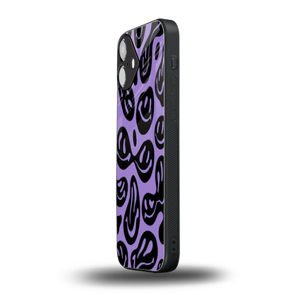 Acid Smiles Purple iphone 16 plus mobile cover | shockproof glass phone case