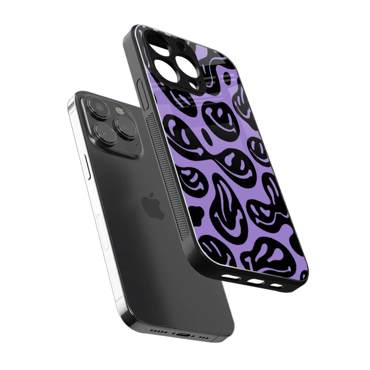 Acid Smiles Purple sleek iphone 16 pro max cover with tempered glass back and TPU edges