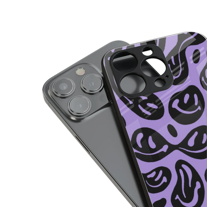 Acid Smiles Purple stylish phone case for iphone 15 pro | glossy glass and slim fit