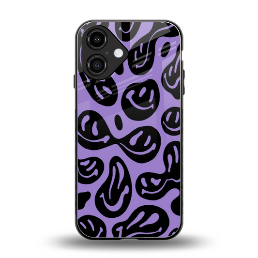 Acid Smiles Purple Phone Case for Iphone 16 | Glass Case