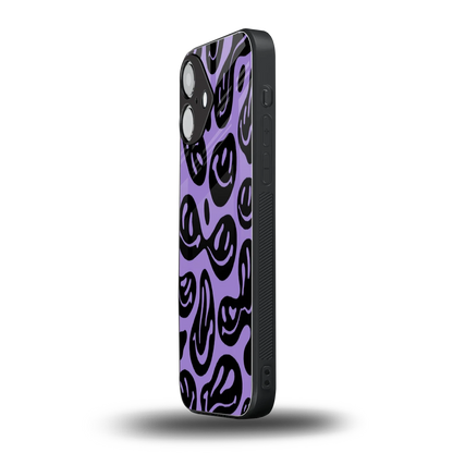Acid Smiles Purple iPhone 16 mobile cover | shockproof glass phone case