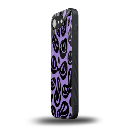 Acid Smiles Purple iphone 16e mobile cover | shockproof glass phone case