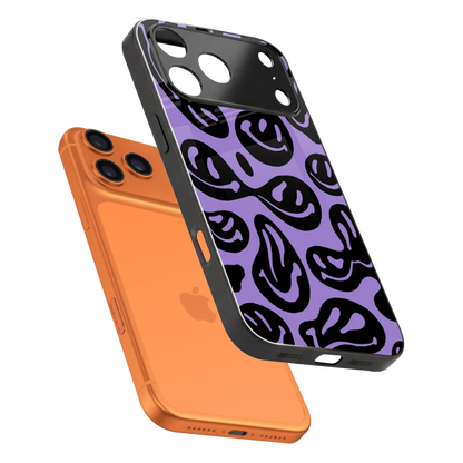 Acid Smiles Purple sleek iphone 17 pro max cover with tempered glass back and TPU edges