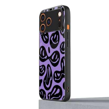 Acid Smiles Purple iphone 17 pro mobile cover | shockproof glass phone case
