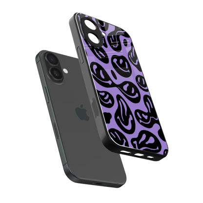 Acid Smiles Purple sleek iphone 17 cover with tempered glass back and TPU edges