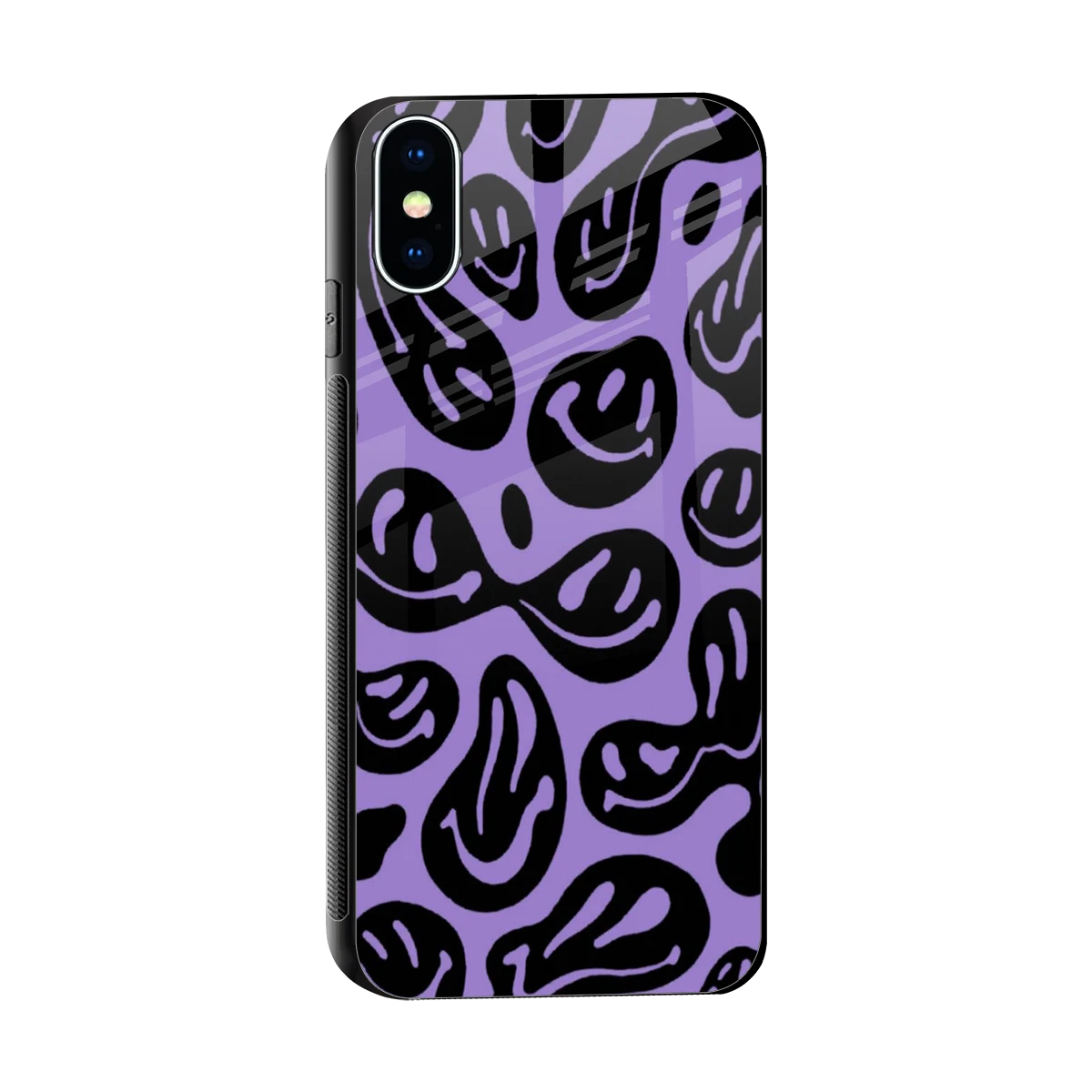 Acid Smiles Purple sleek iphone xs cover with tempered glass back and TPU edges