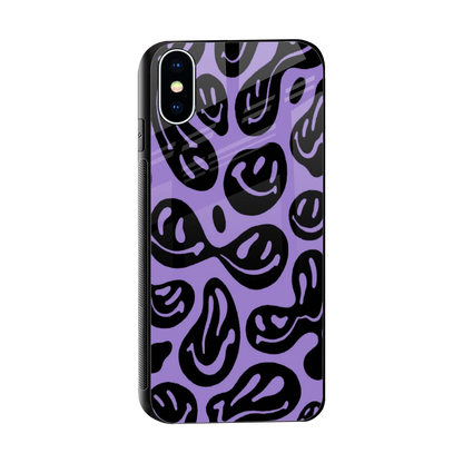 Acid Smiles Purple sleek iphone xs cover with tempered glass back and TPU edges