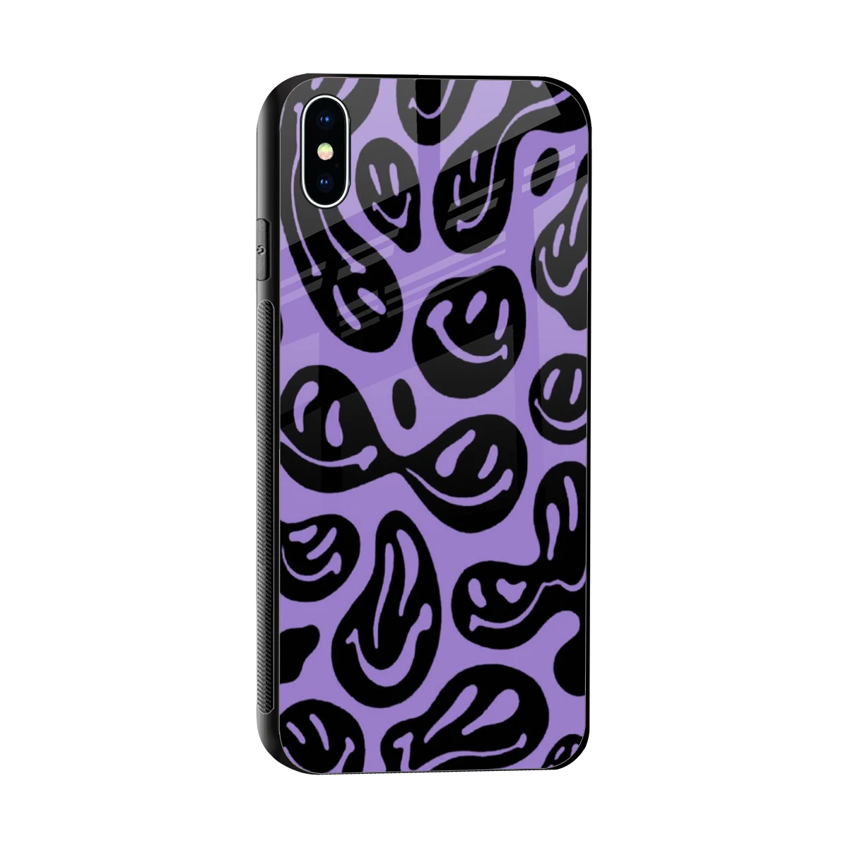 Acid Smiles Purple sleek iphone xs max cover with tempered glass back and TPU edges
