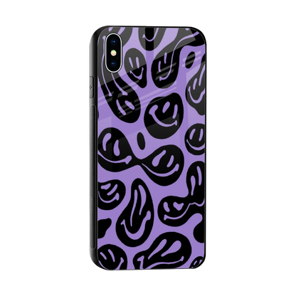 Acid Smiles Purple sleek iphone xs max cover with tempered glass back and TPU edges