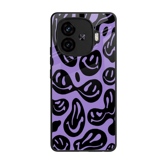 Acid Smiles Purple back phone cover | glass case for iqoo neo 10r 5g