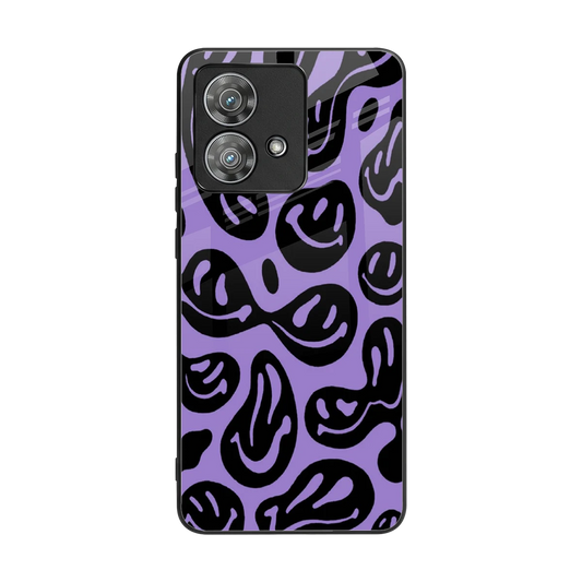 Acid Smiles Purple back phone cover | glass case for motorola edge 40 neo 5g