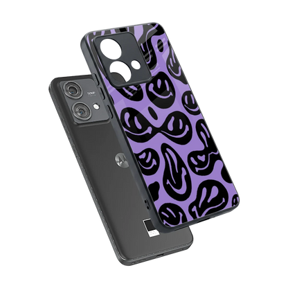 Acid Smiles Purple sleek motorola edge 40 neo 5g cover with tempered glass back and TPU edges