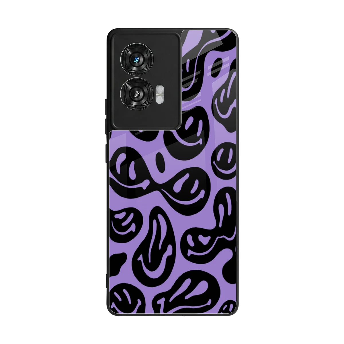 Acid Smiles Purple back phone cover | glass case for motorola edge 50 fusion