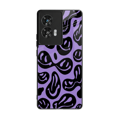 Acid Smiles Purple back phone cover | glass case for motorola edge 50 fusion