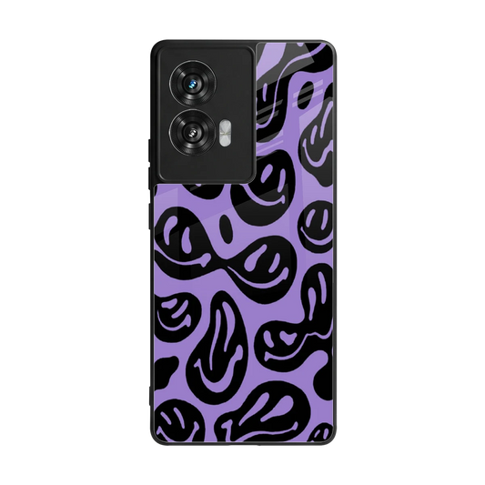 Acid Smiles Purple back phone cover | glass case for motorola edge 50 fusion