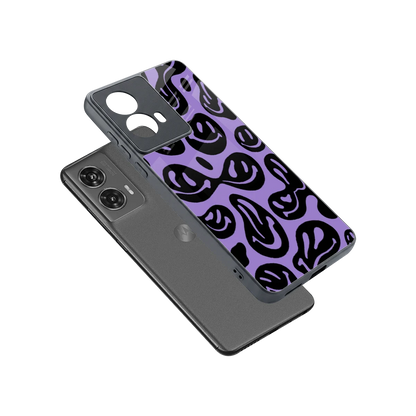 Acid Smiles Purple sleek motorola edge 50 fusion cover with tempered glass back and TPU edges