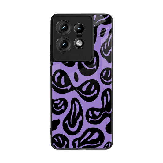 Acid Smiles Purple back phone cover | glass case for motorola edge 50 pro
