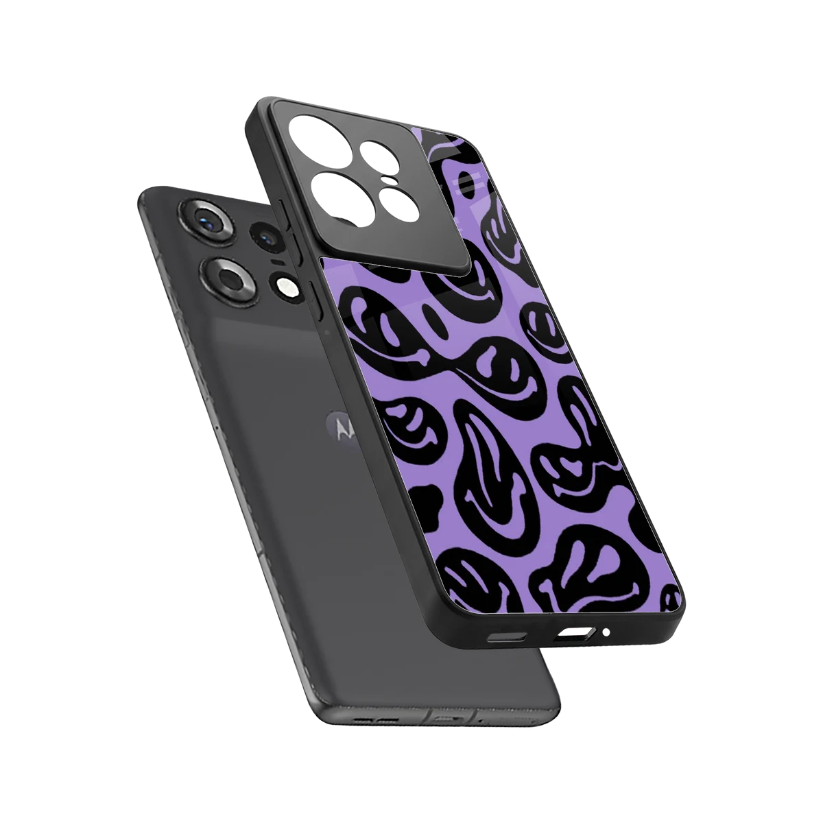 Acid Smiles Purple sleek motorola edge 50 pro cover with tempered glass back and TPU edges