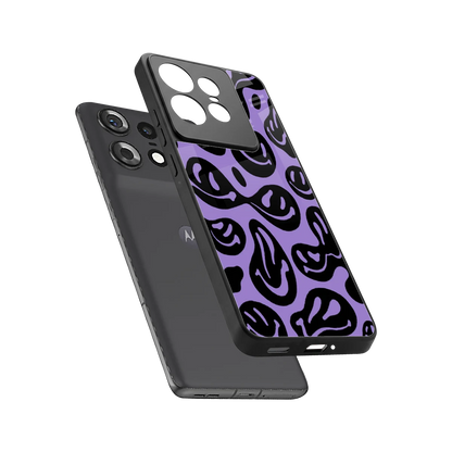 Acid Smiles Purple sleek motorola edge 50 pro cover with tempered glass back and TPU edges