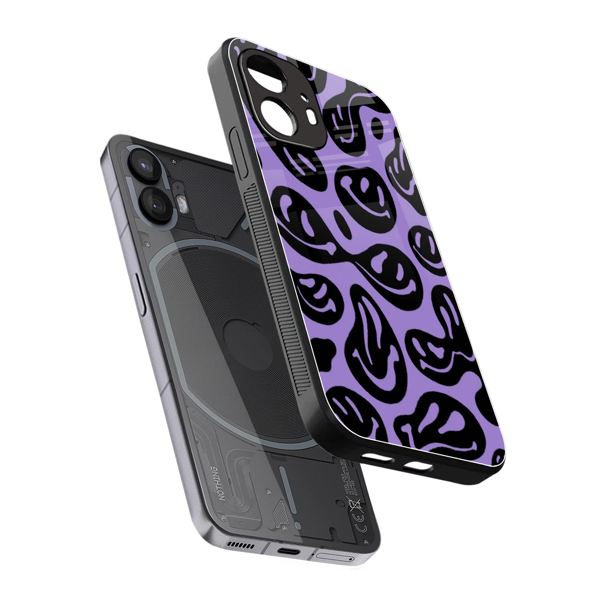 Acid Smiles Purple sleek nothing phone 2 cover with tempered glass back and TPU edges