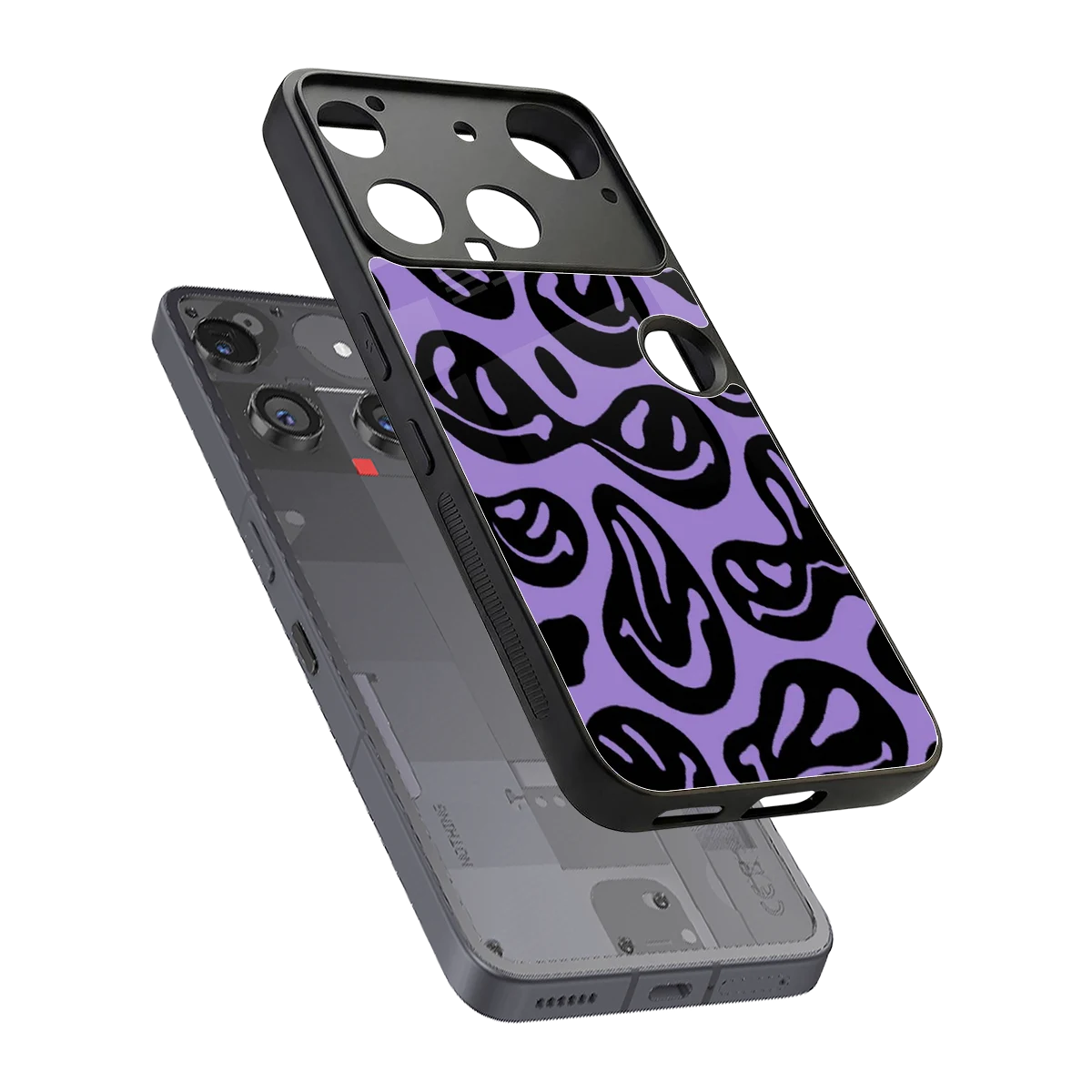 Acid Smiles Purple sleek nothing phone 3 cover with tempered glass back and TPU edges